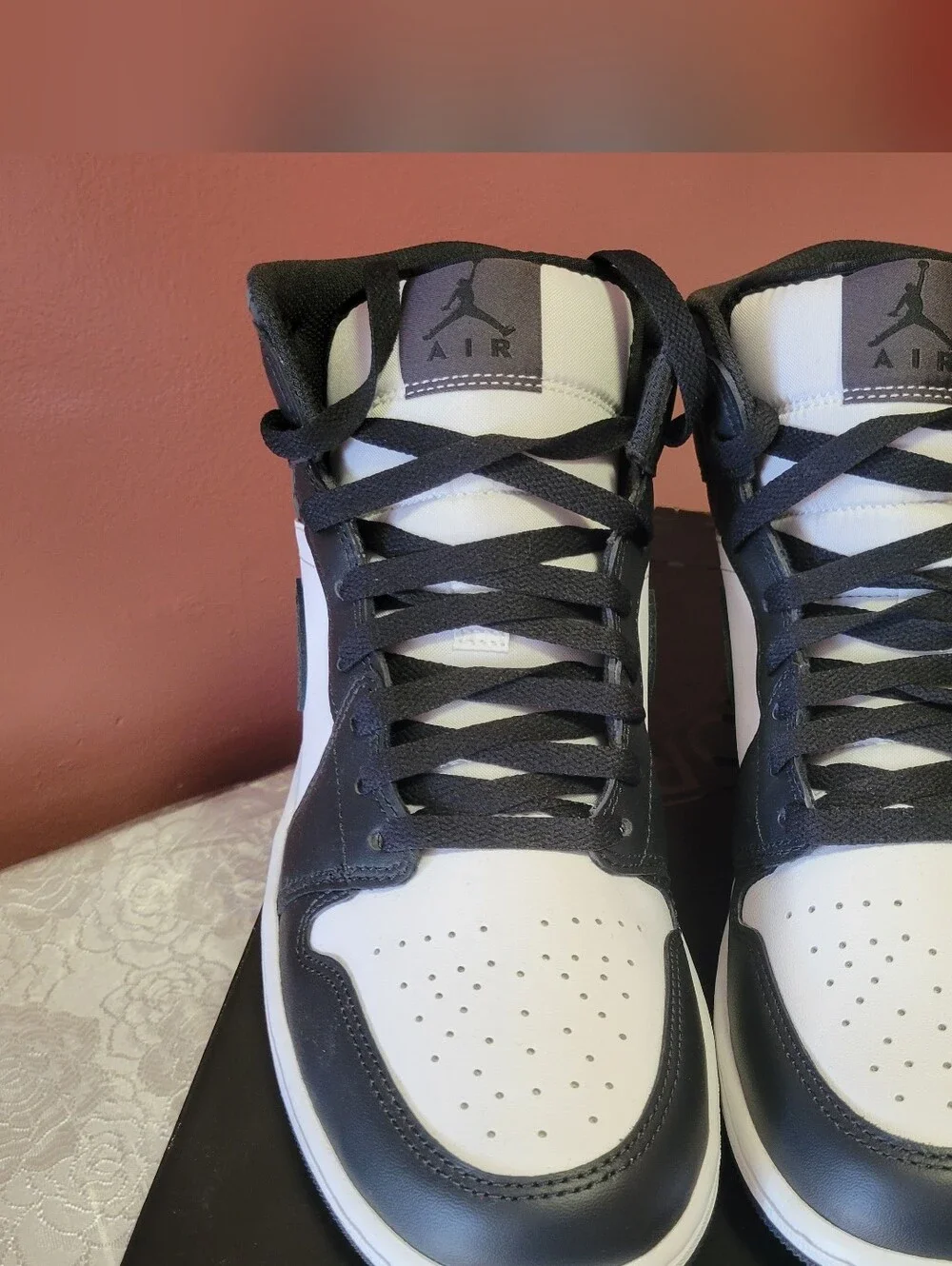 Jordan 1 Mid Men's Panda Elephant  Sneakers - Black & White